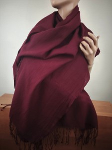 szal kaszmirowa pashmina 100% kaszmir  szal na ramona i pod szyję  0045830 bordo 