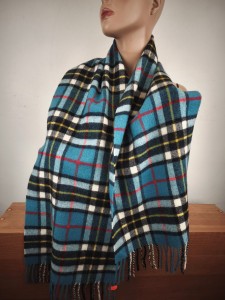klasyczny szalik  welna 100% pure new wool   070005 niebieski