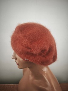 beret ciepła czapka wełna z angorą  r.uni  CARLA 0112505 rudy