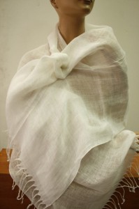 duży szal len naturalny EKRI ŚMIETANA 2236501 60x200 cm 