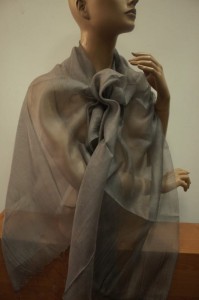 szal wizytowy jedwabny  do sukienki JW 11364 kamienny brązo popiel 