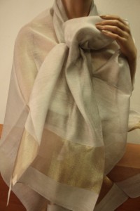 szal wizytowy JZ 8847 jedwab / popiel jasna butikdominiki.pl 