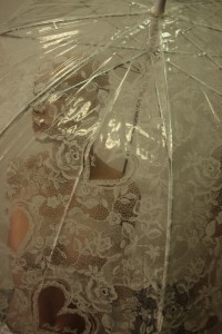 parasol  biały koronka
