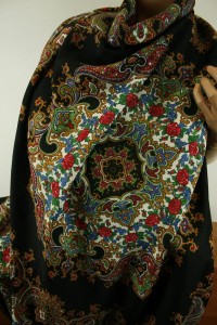 duża chusta we wzory z wełną cienką  110x110cm 00187884